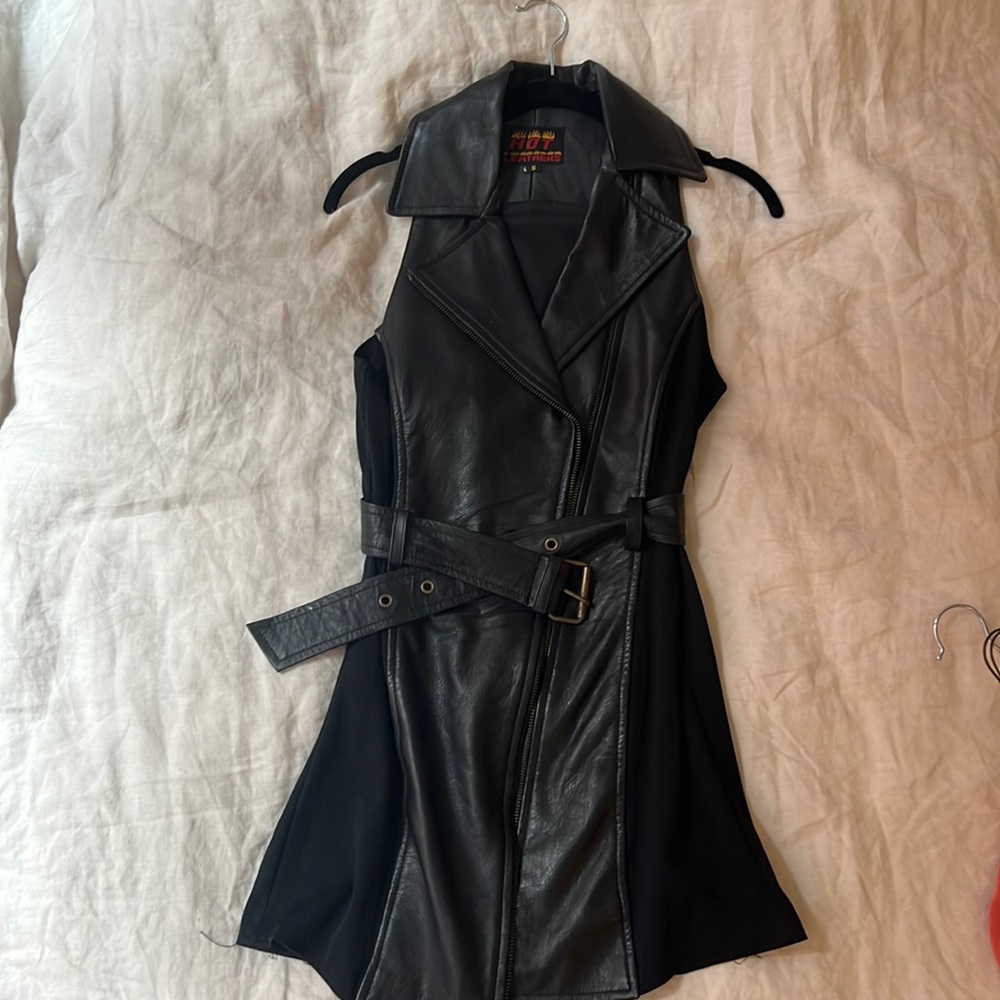 Hot leathers mini dress